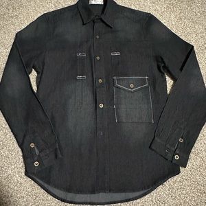 NEARKIN  Mens Black  front button long sleeve shirt  size Medium Cotton Blend